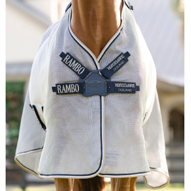 Camicia anti-mosche Horseware Rambo Protector Fieldsafe Argento / blu navy