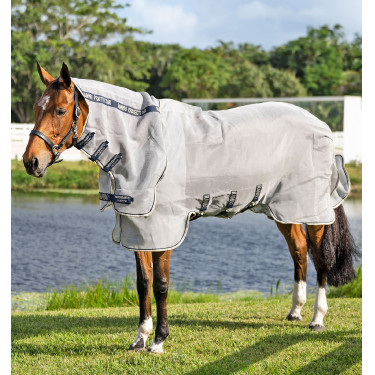Camicia anti-mosche Horseware Rambo Protector Integrata Argento / blu navy