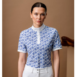 Polo da concorso Horseware AA Alcina maniche corte Stampa blu monogramma Motivi
