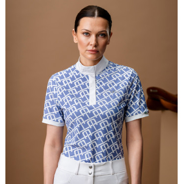 Polo da concorso Horseware AA Alcina maniche corte Stampa blu monogramma Motivi