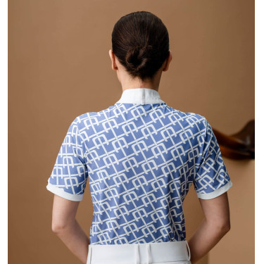 Polo da concorso Horseware AA Alcina maniche corte Stampa blu monogramma Motivi