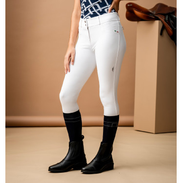 Pantaloni Horseware AA Aria con patch alle ginocchia a vita media Bianco