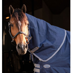 Copricollo da scuderia Horseware Rhino 200g Nero / grigio titanio / blu classico Copricollo da scuderia Horseware Rhino 200g Nero / grigio titanio / blu classico
