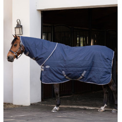 Copricollo da scuderia Horseware Rhino 200g Nero / grigio titanio / blu classico Copricollo da scuderia Horseware Rhino 200g Nero / grigio titanio / blu classico