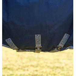 Coperta Horseware Rhino Turnout 0g Nero / grigio titanio / blu classico