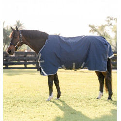 Coperta Horseware Rhino Turnout 0g Nero / grigio titanio / blu classico