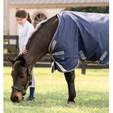 Coperta Horseware Rhino Pony Turnout 100g Nero / grigio titanio / blu classico Coperta Horseware Rhino Pony Turnout 100g Nero / grigio titanio / blu classico