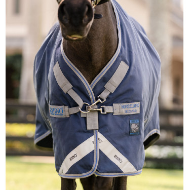 Coperta Horseware Rhino Pony Turnout 100g Nero / grigio titanio / blu classico Coperta Horseware Rhino Pony Turnout 100g Nero / grigio titanio / blu classico