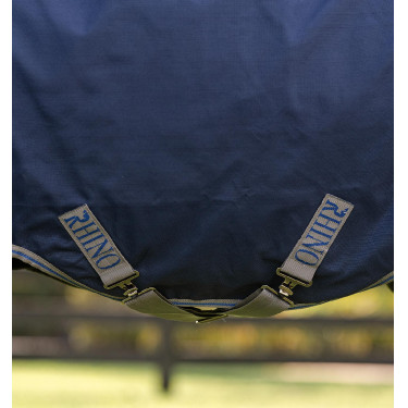 Coperta Horseware Rhino Pony Turnout 100g Nero / grigio titanio / blu classico Coperta Horseware Rhino Pony Turnout 100g Nero / grigio titanio / blu classico