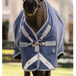 Coperta Horseware Rhino Pony Turnout 0g Nero / grigio titanio / blu classico
