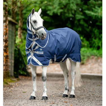 Coperta Horseware Rhino Plus Pony Turnout 0g Nero / grigio titanio / blu classico