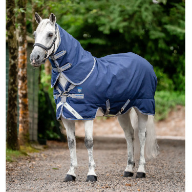 Coperta Horseware Rhino Plus Pony Turnout 0g Nero / grigio titanio / blu classico