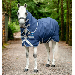 Coperta Horseware Rhino Plus Pony Turnout 0g Nero / grigio titanio / blu classico