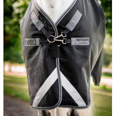Coperta Horseware Rambo 1680D Turnout 0g Nero / temporale / grigio argento Coperta Horseware Rambo 1680D Turnout 0g Nero / temporale / grigio argento