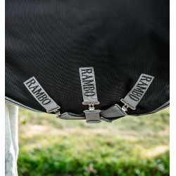 Coperta Horseware Rambo 1680D Turnout 0g Nero / temporale / grigio argento Coperta Horseware Rambo 1680D Turnout 0g Nero / temporale / grigio argento