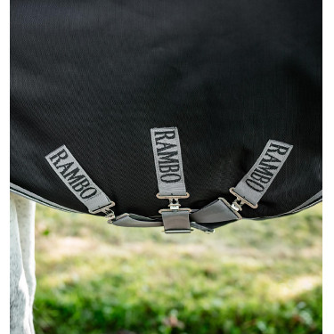 Coperta Horseware Rambo 1680D Turnout 0g Nero / temporale / grigio argento Coperta Horseware Rambo 1680D Turnout 0g Nero / temporale / grigio argento
