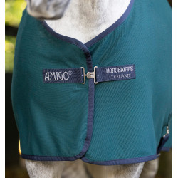 Coperta Horseware Amigo Jersey Poney Cooler Verde dinastia / blu marine / argento
