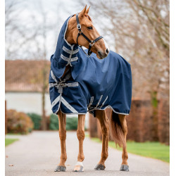 Coperta Horseware Amigo 1200D Integrated Turnout 250g Marino / grigio titanio / argento Blu marino