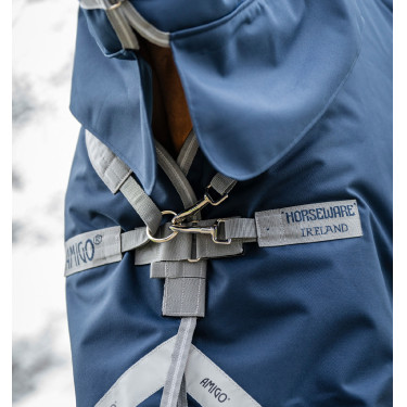 Coperta Horseware Amigo 1200D Integrated Turnout 250g Marino / grigio titanio / argento Blu marino