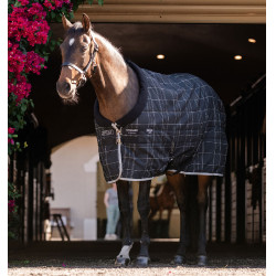Coperta da scuderia Horseware Rhino Pony 250g VL Nero / quadri bianco grigi