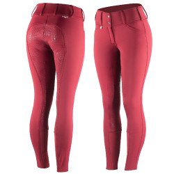 Pantaloni termici Grand Prix Horze con fondo in silicone per donna Rosso profondo