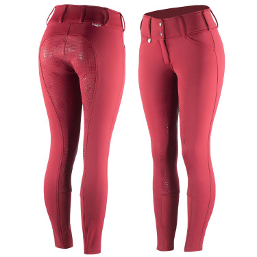 Pantaloni termici Grand Prix Horze con fondo in silicone per donna Rosso profondo