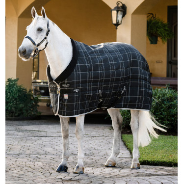 Coperta da scuderia Horseware Rhino 350g VL Nero / quadri bianco grigi