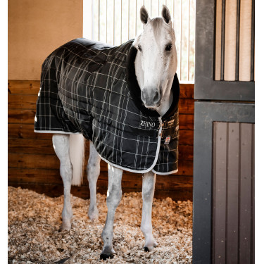 Coperta da scuderia Horseware Rhino 350g VL Nero / quadri bianco grigi