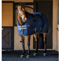 Coperta da scuderia Horseware Rhino 100g Nero / grigio titanio / blu classico