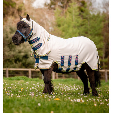 Coperta Horseware con collo antistrappo Amigo per mini Gesso / blu navy / rosa Bianco
