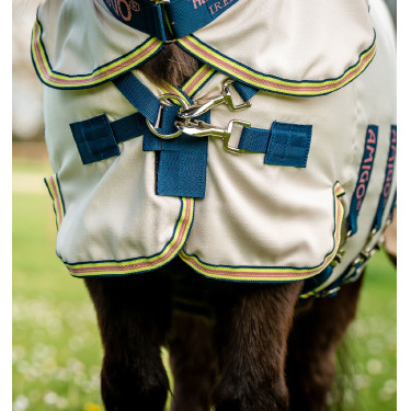 Coperta Horseware con collo antistrappo Amigo per mini Gesso / blu navy / rosa Bianco