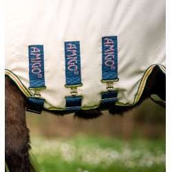 Coperta Horseware con collo antistrappo Amigo per mini Gesso / blu navy / rosa Bianco