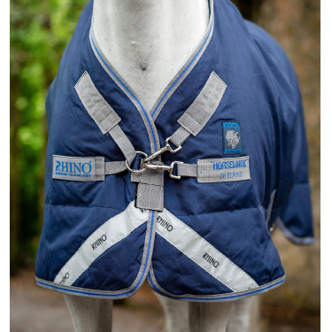 Coperta da esterno Horseware Rhino® Plus Pony 250g Nero / grigio titanio / blu classico