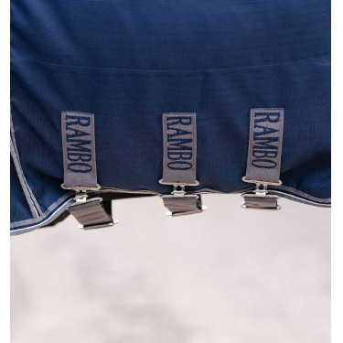 Coperta da box Horseware Rambo Optimo 0g Marino / temporale / grigio argento Blu marino