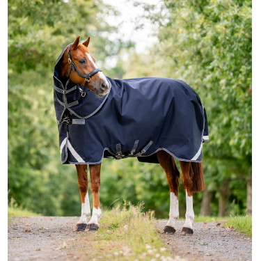 Coperta Horseware Rambo Supreme 1000D Turnout 50g Marino / temporale / grigio argento Blu marino