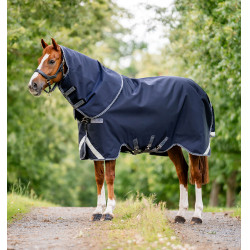 Coperta Horseware Rambo Supreme 1000D Turnout 50g Marino / temporale / grigio argento Blu marino