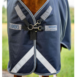 Coperta Horseware Rambo Supreme 1000D Turnout 50g Marino / temporale / grigio argento Blu marino