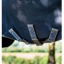 Coperta Horseware Rambo Supreme 1000D Turnout 50g Marino / temporale / grigio argento Blu marino