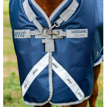 Coperta Horseware Amigo® Bravo 12 Plus 250g 1200D Marina / grigio titanio / argento Blu marino