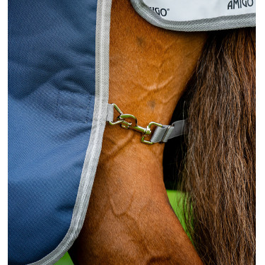 Coperta Horseware Amigo® Bravo 12 Plus 250g 1200D Marina / grigio titanio / argento Blu marino