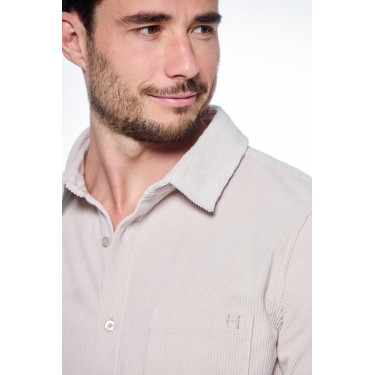 Camicia in velluto Harcour Shavi uomo Avorio Beige
