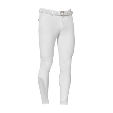 Pantalone slim fit uomo Equestro Ridertechnology full grip Bianco