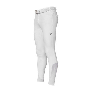 Pantalone slim fit uomo Equestro Ridertechnology full grip Bianco