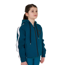 Felpa bambina in cotone con cappuccio e zip frontale