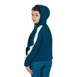 Felpa bambina in cotone con cappuccio e zip frontale