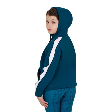 Felpa bambina in cotone con cappuccio e zip frontale