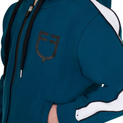 Felpa bambina in cotone con cappuccio e zip frontale