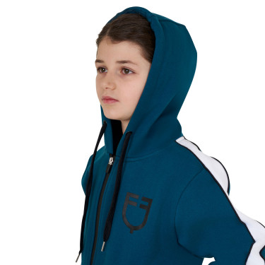 Felpa bambina in cotone con cappuccio e zip frontale