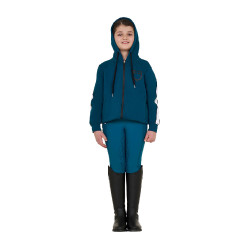 Felpa bambina in cotone con cappuccio e zip frontale
