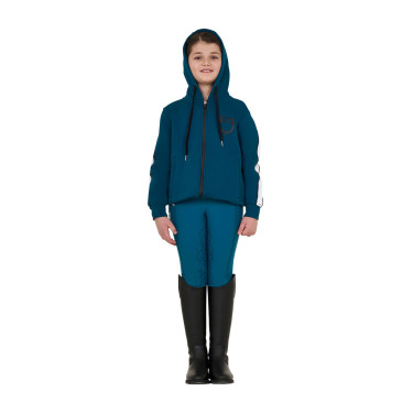 Felpa bambina in cotone con cappuccio e zip frontale